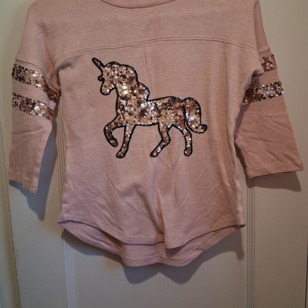 H&M Pink Sequin Unicorn Sweatshirt